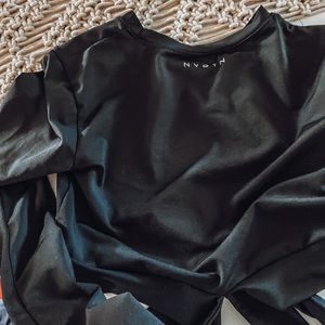 NVGTN size small black cross cross long sleeve crop top